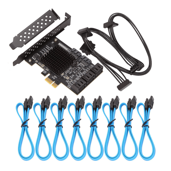 Pcie Sata Card 8 Port, 6 Gbps Sata 3.0 Pcie Card, Pcie To Sata Controller -laajennuskortti, Upport 8 S