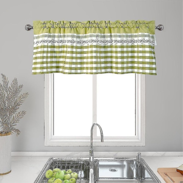 Keittiön Verhot Sisustus Ikkuna Verho Ylellinen Cafe Valance Topper Verhot Yellow Green 74cmx90cm