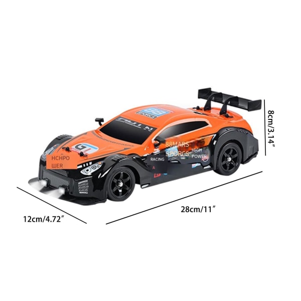 Kaukosäädin Car Rc Drift Car 1:16 Scale 4wd 18km/h Nopea malliajoneuvo 2,4 GHz Led-valoilla Ruiskukumirenkaat Kilpaurheiluleluauto aikuisille