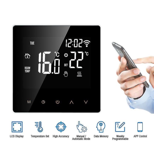 Wi-fi Smart Termostat Digital Temperaturkontroll Tuya App Kontroll Lcd Display berøringsskjerm Uke Programmerbar Elektrisk Gulvvarme Termostat For