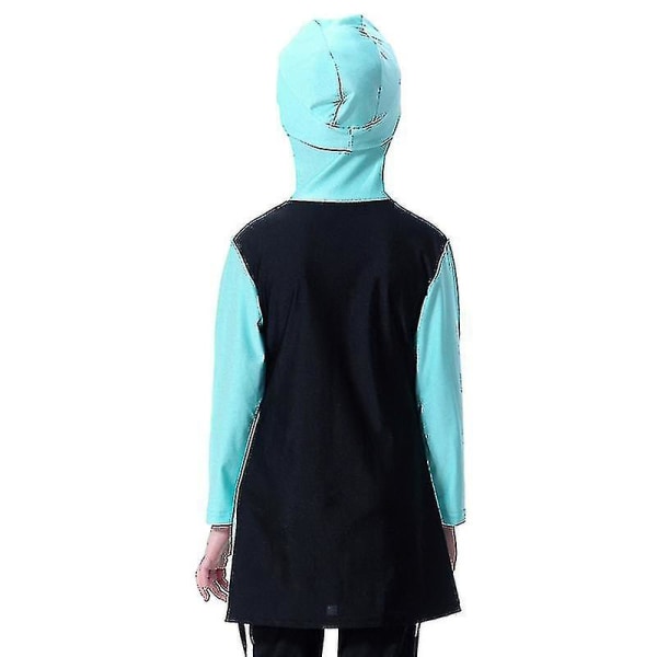 Barn Flickor Muslimska Islamiska Badkläder Baddräkt Modest Burkini Cover Heltäck Light Green 11-12 Years