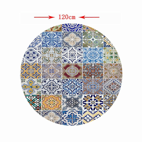 Vattentätt Halkfritt Runt Elastiskt Bordsöverdrag Klassiskt Mönster Bordsduk J - 120cm (48 Inch)