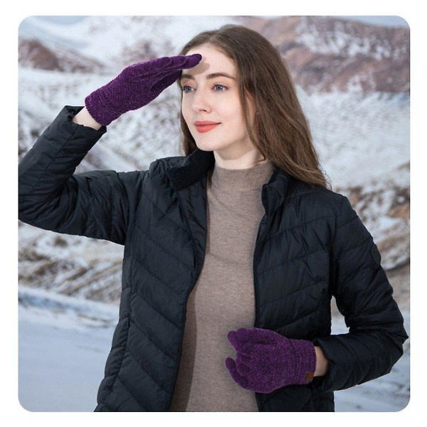 Stickade handskar "pekskärmshandskar dam, varma stickade handskar" (2 par) Space dyed denim blue