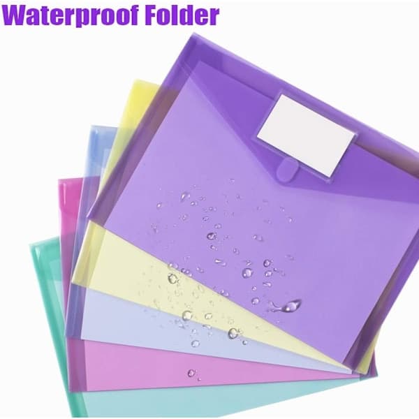 10-pakning plastkonvolutter Polykonvolutter, A4 Snap File Bag Farge sid