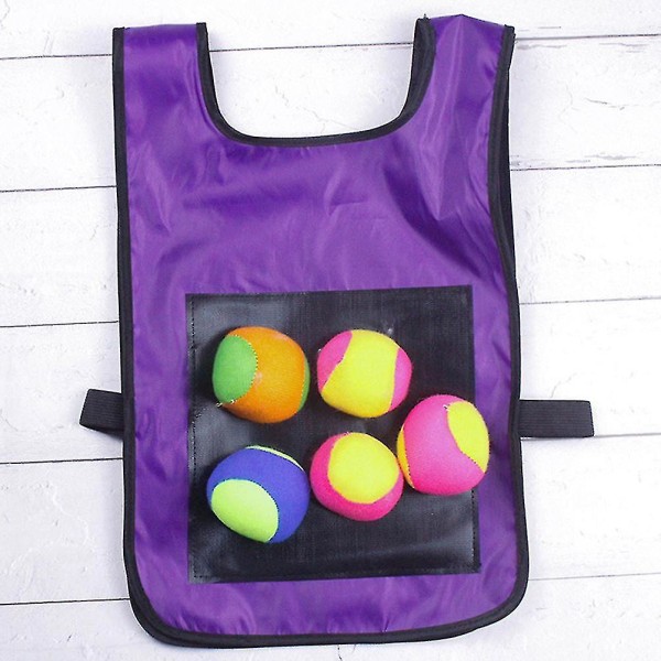 Dodgeball Sticky Vest Udendørs Kaste Spil Med 5 Bolde Til Børn Børn Udendørs Aktivitet Spil Purple