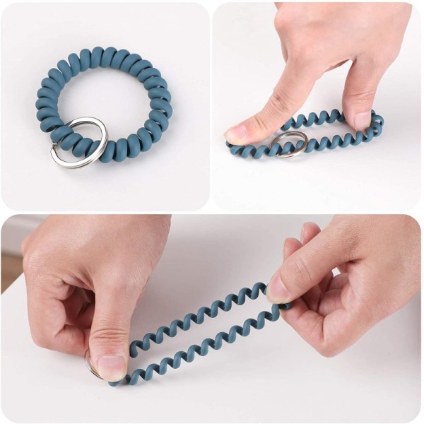 6 STK Strekkbart armbånd Armbånd Nøkkelring Håndledd Nøkkelring Armbånd, Spring Fleksibel Spiral Wrist Coil ? Armbånd Armbånd Nøkkel