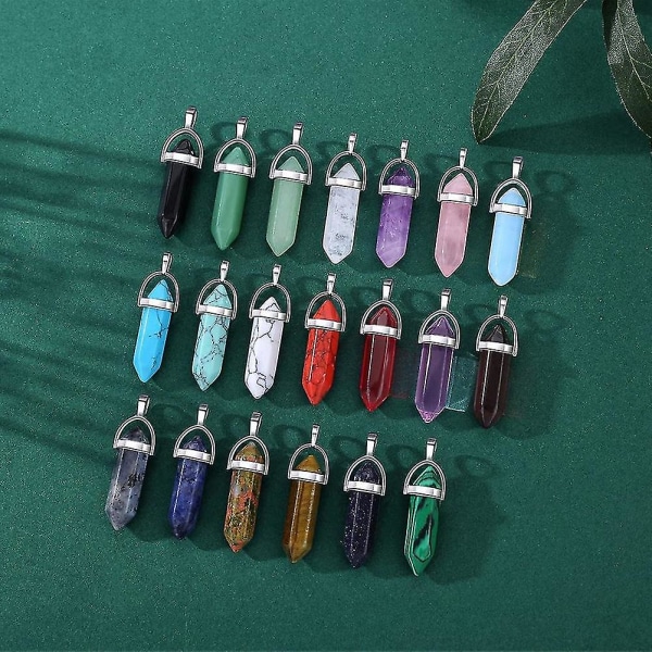 20 stk Healing Crystal Pendant Charms Smykker Fremstilling Naturlig Ædelsten Bulk Obsidian Kvarts Karneol