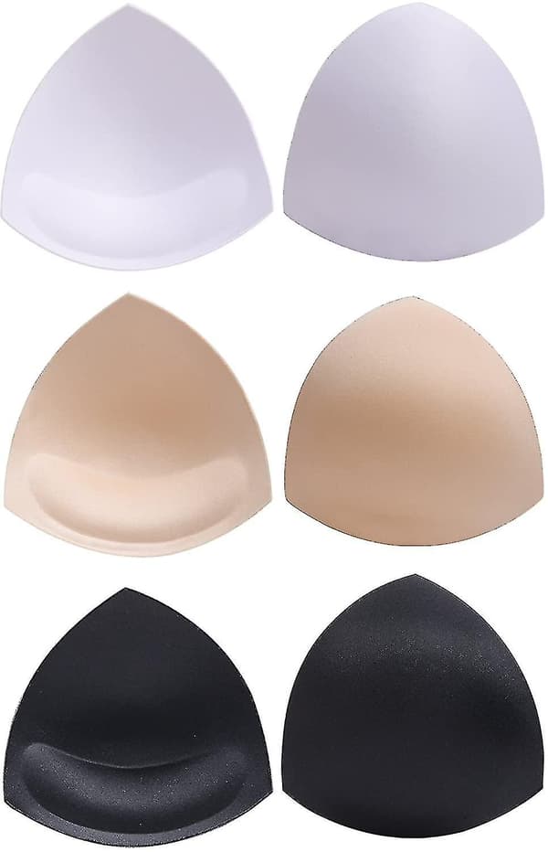 BH-puter for bikini, push-up-puter, 3 farger, trekantform, svart