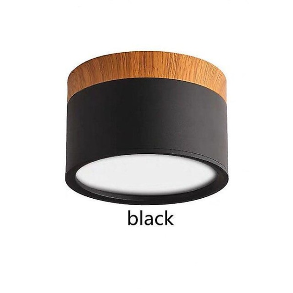 Led katto alasvalo himmennettävä 7w 9w pinta-asennettava kattolamppu puu moderni valo kohdevalo Makuuhuone Olohuone Homekit Bbulb Black 12W warm light