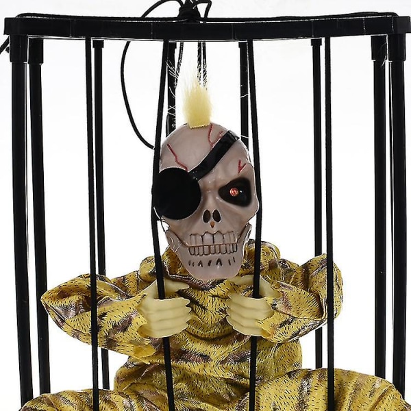 Halloween dekorationer Cage Ghost Pendant Elektrisk Knepig rekvisita Glödande leksaksbur
