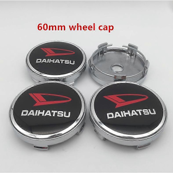 4 stk. 56 mm 60 mm Daihatsu Bilhjul Senterdeksel Navkapsel Merke Emblem Klistremerke For Pico Materia Rocky Kopen Copen Esse Terios 60mm black red 2