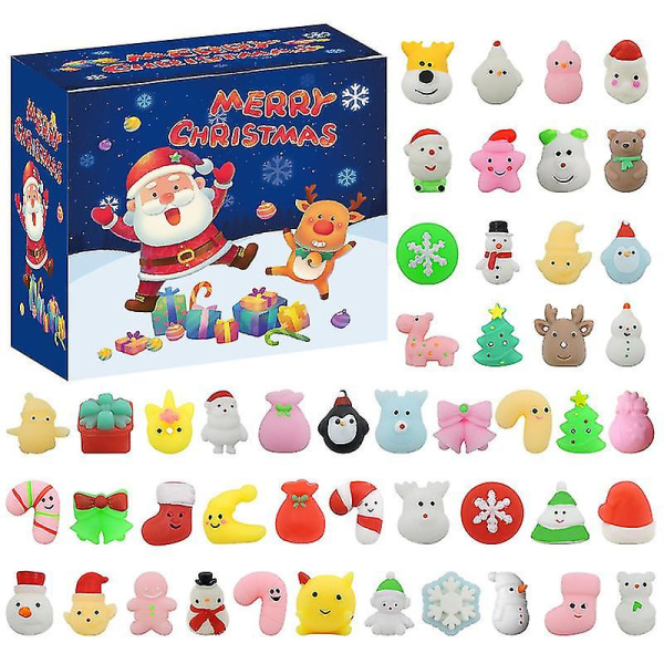 Adventskalender 2022, 48 st Mochi Squishy Leksaker för Barn, 24 Dagars Nedräkning till Julklapp för Barn, Söta Djur Stressleksaker för Flickor Pojkar_m