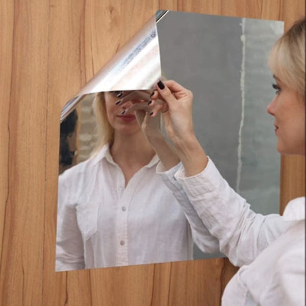Fleksible spejlark, spejlvægklistermærker, ikke-glas, selvklæbende spejl til badeværelse, kommode i soveværelset 50x50cm