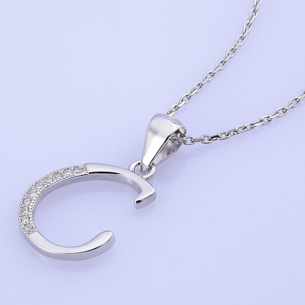 Dww-halsband Hänge Bokstav C Namn Och Bokstav Halsband Presentidéer Till Vänner - 925 Sterling Silver Och Zirkon Inläggning