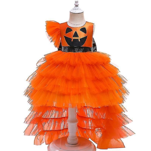 Jenter Pumpkin Mesh Tutu Dress Barn Halloween Cosplay kostyme 110