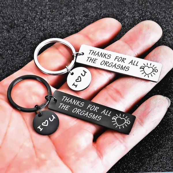 Par nyckelring presenter till pojkvän flickvän Tack alla orgasmer nyckelring