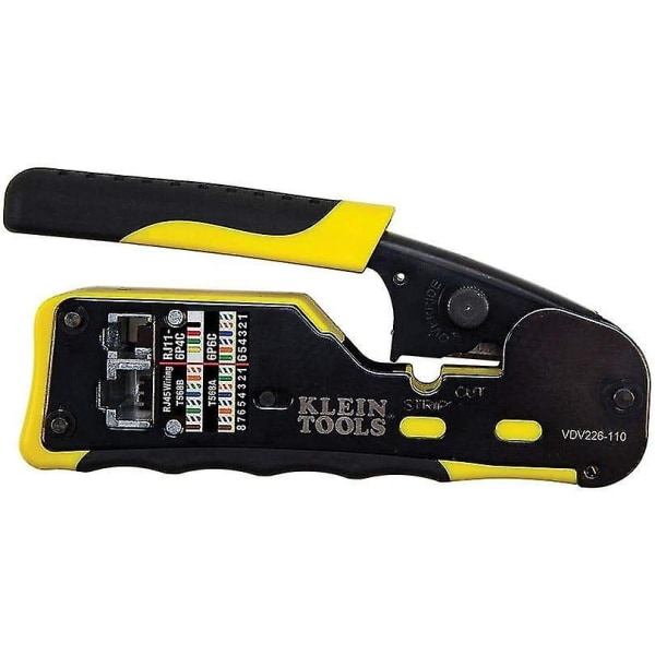 Tools A-vdv226-110 Pass Thru RJ45 Ratschandeverktyg, Kompakt, Gul/Svart