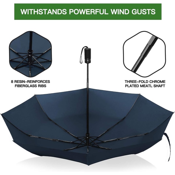 Eono Regenschirm Taschenschirm Kompakter Falt-regenschirm, Winddichter, Auf-zu-automatik, Teflonbeschichtung, Verstrktes Dach, Ergonomischer Griff, Sc
