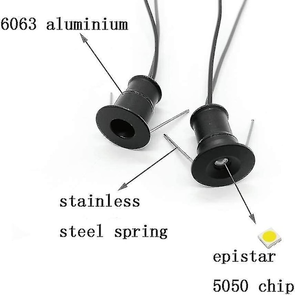 Sorte 9 stk. Mini 12V 1W LED Loftlys Indbyggede Spotlights IP65, 3000K (120, Varmt Hvidt).