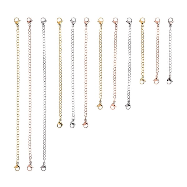 12 st. Halsband- och armbandsextender i rostfritt stål, 4 olika längder: 6