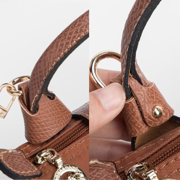 Väska Transformation Tillbehör för Longchamp mini Väskremmar Stansfri axelrem i äkta läder Crossbody Conversion Hängspänne Brown Buckle