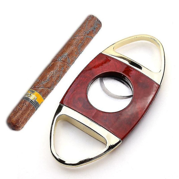 Cigar Cutter i rustfrit stål, dobbeltbladet cigar guillotine, lommecigarclipper til mænd Red