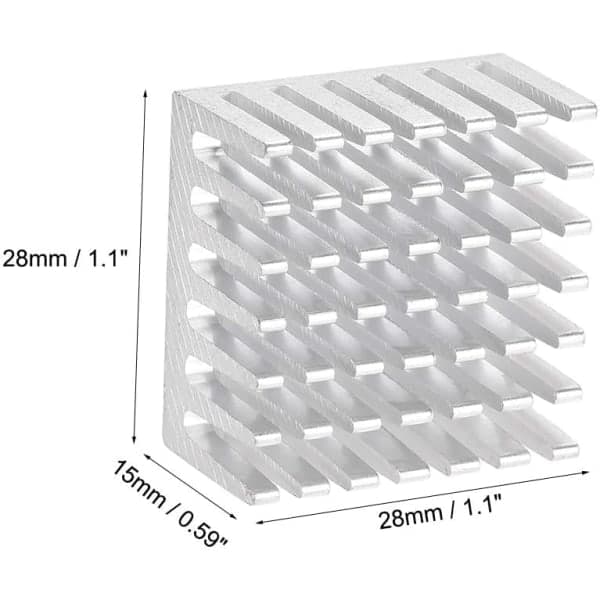 Elektronisk køleplade til MOS GPU IC-chip sølv 28 x 28 x 15 mm 4 stk
