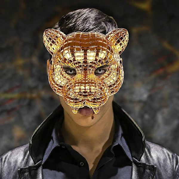 Gyllene Leopardmask Halloween Karneval Party Djurmask Maskerad Mask Partyrekvisita
