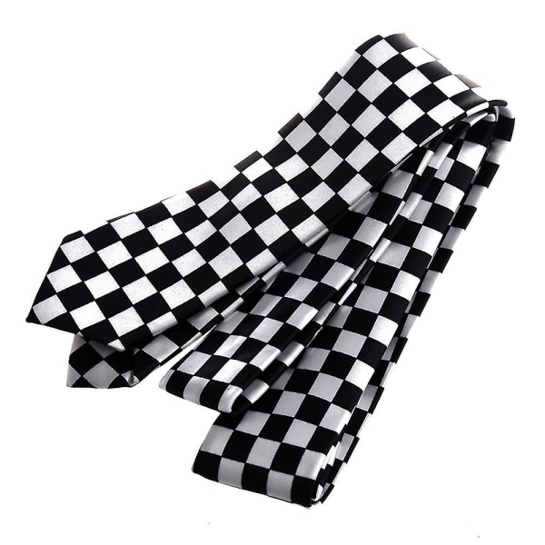 Miesten mustavalkoinen ruudullinen kravatti kaulanauha