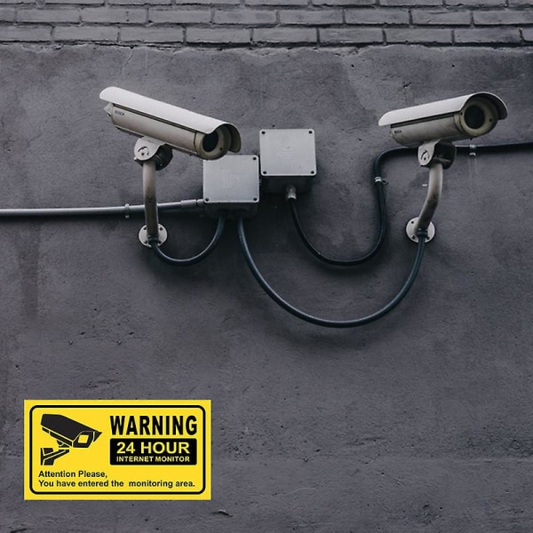10 stk CCTV-sikkerhet 24-timers videoovervåkingsskilt Kameraadvarsel Bilklistremerker