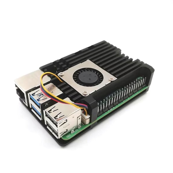 Raspberry Pi 5 Aluminiumlegering Skal med Radialfläkt för Raspberry