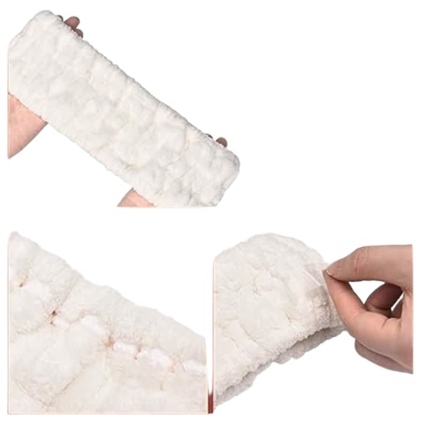 (Sort, Hvid, Lysegrå) 3 ansigtsrensningspandebånd til makeup og yo