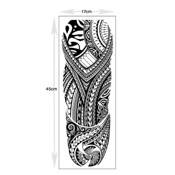 Midlertidig overførsel af tatoveringsærmer - Fuldarm stammende vandtæt falsk tatoveringsmærke til mænd, kvinder - ved vrangforestilling tatoveringer
