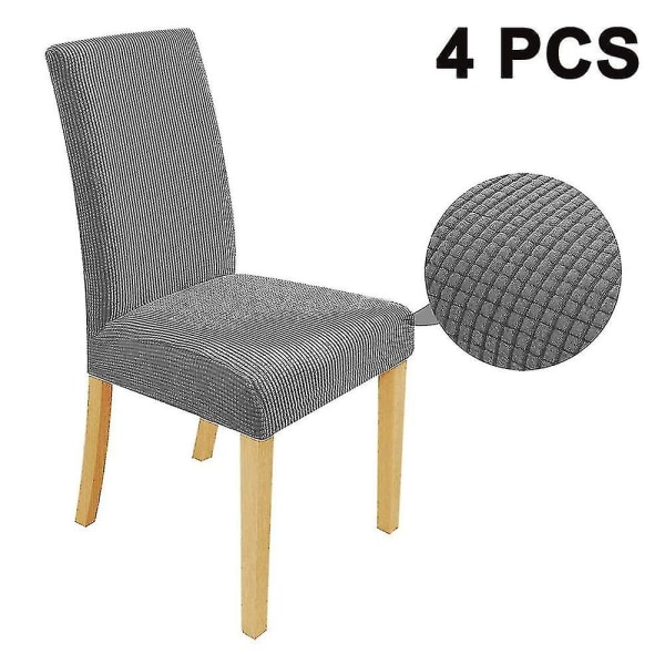 4 pakkaus Super Fit Stretch irrotettava pestävä lyhyt tuolin cover Light Grey