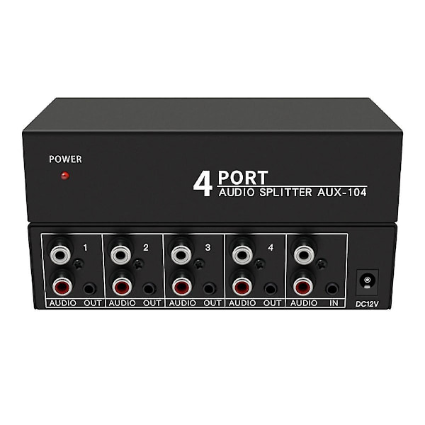 Audio Splitter 1 in 4 Out RCA L/R Aux Stereo Audio Splitter 1X4 Audio Distributer PC DVD Speake