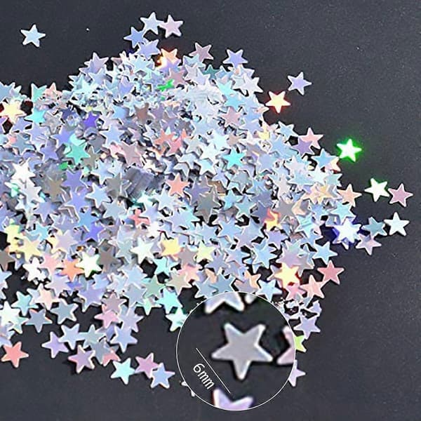 3000 stk glitrende stjerne løse paljetter brudekjole dekorasjon DIY 6mm (sølv #3)
