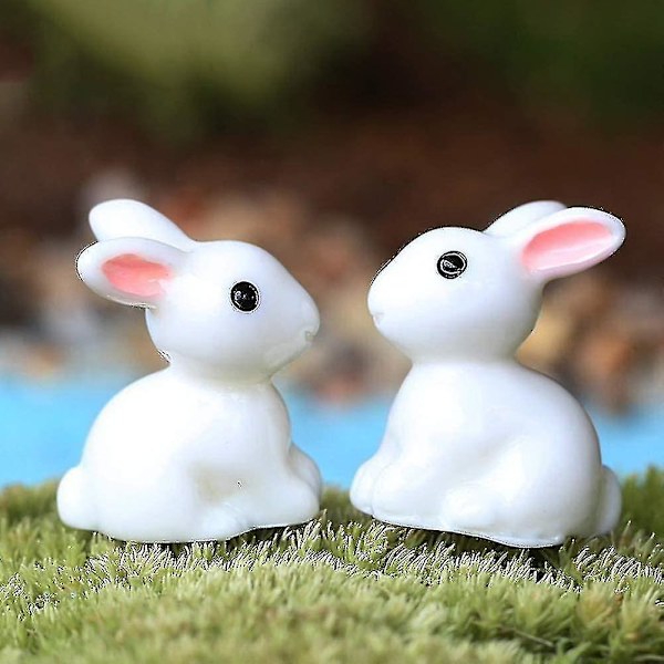 Sett med 10 miniatyrkaninformede blomsterpottedekorasjoner