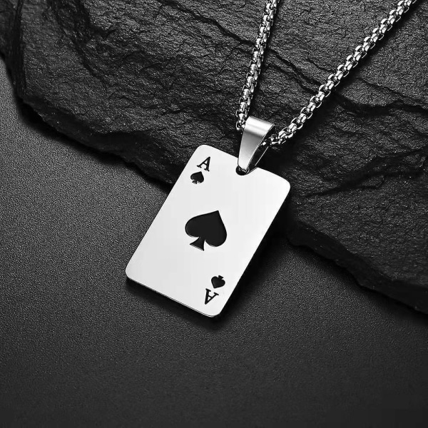 Held og lykke Es Spar Vedhæng Es Poker Kort Smykker Rustfrit Stål Cool Punk Es Hjerter Charm Halskæde