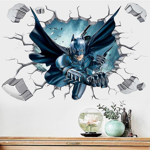 3D Batman-seinätarra Dc Hero -taustakuva lastenhuoneen sisustamiseen