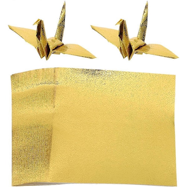 100 Ark Origamipapper Fyrkantigt Vikpapper DIY-papper Guld Färg Origamipapper