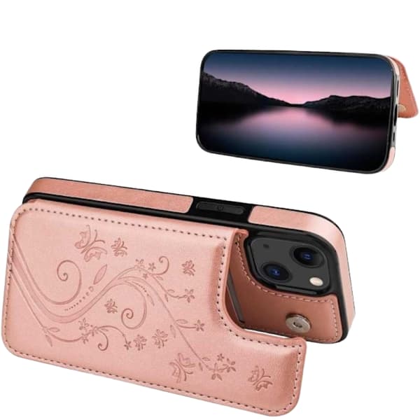 iPhone 13 Mini Støtsikkert Deksel Kortholder 3-ROMS Flippr V2 Roségull (PA)