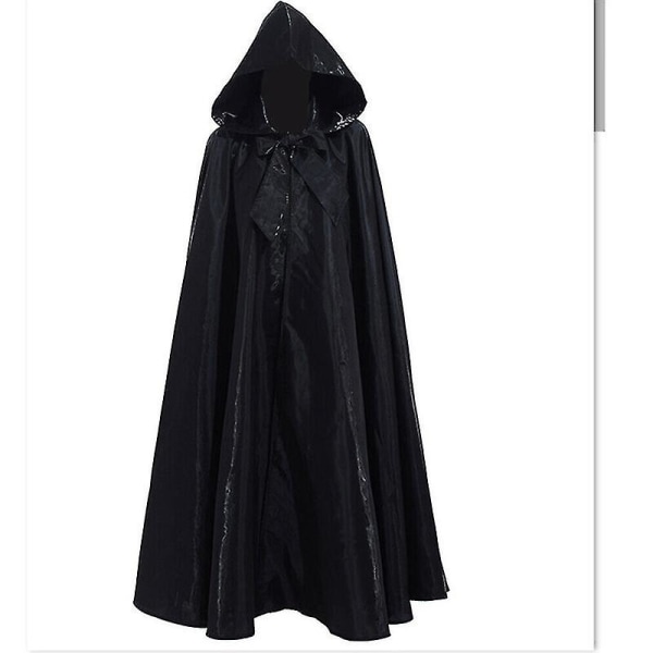 2022 Halloween-juhlat Cosplay Nainen Miehet Aikuinen Pitkä sankari Noituus Viitta Huppu Viitta Satiini Punainen Keskiaikainen Black 100cm