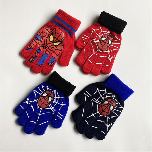 Spiderman Kids Full Finger Handskar Utomhus Varm Vinter Stickad Thermal Vantar Presenter B