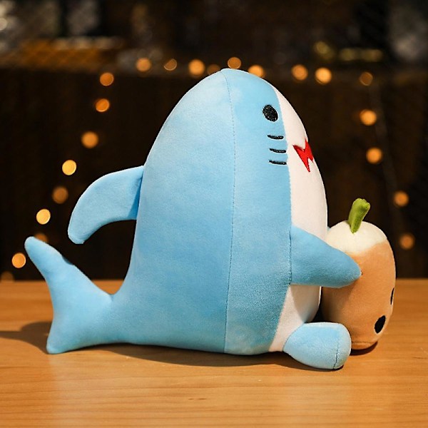 Hai-pehmolelu - 23 cm:n hai-pehmoeläin - Syleile ja halaa ihana japanilainen anime-tyylinen lahja - Jääkupla-maitotee hai-poika ja -tyttö lahja