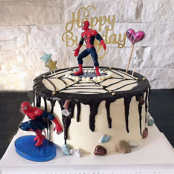 7 stk Spiderman Superhelt Action Figur Sett Bord Ornament Spider-man tema Bursdagsfest Dekorasjonsutstyr Kake Toppers Minifigurer