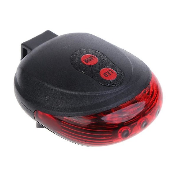 2 Laser + 5-LED Cykel Baglygte Advarselslampe Blinkende Alarmlys
