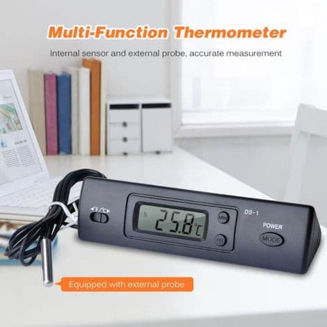 Mini digital elektronisk biltermometer med tidsvisning og temperatursonde