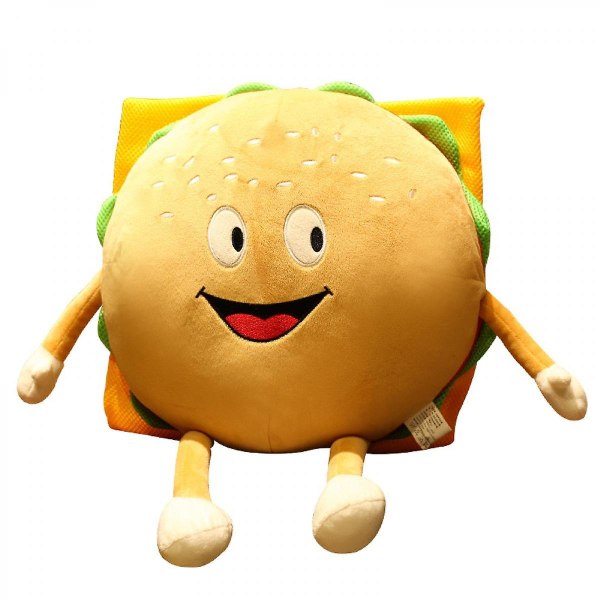 Pude Gigant Hamburger Puder Bløde Burger Plys Puder Bløde Fyldte Hamburger Plys Legetøj Stor Plys Hamburger Plushie 12\"