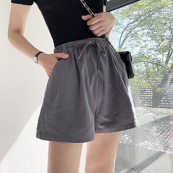 Bomuldshørshorts Damesportsshorts Sommer Solide sorte shorts med høj talje Kvinder Mode Casual Basic korte bukser