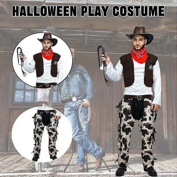 Cowboys Cosplay kostyme for menn temafest Rollespill Kostyme rekvisitter Sceneforestilling Klær